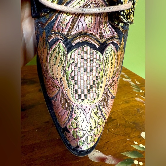 Unbranded Metallic Embroidered Retro Floral Lace Up Boho Ankle Boots Sz 40 - Picture 8 of 9